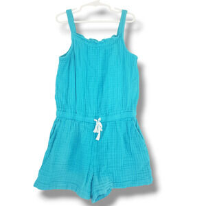 Primary 10 Girls Cotton Gauze Shorts Romper Sea Blue